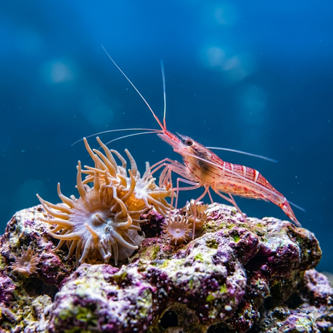 Aiptasia eating Lysmata Wurdemanni peppermint shrimp.